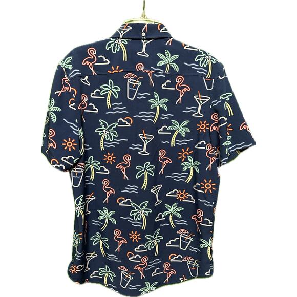 Chubbies Neon Flamingo Cocktail Print Shirt Size Medium - Picture 2 of 7